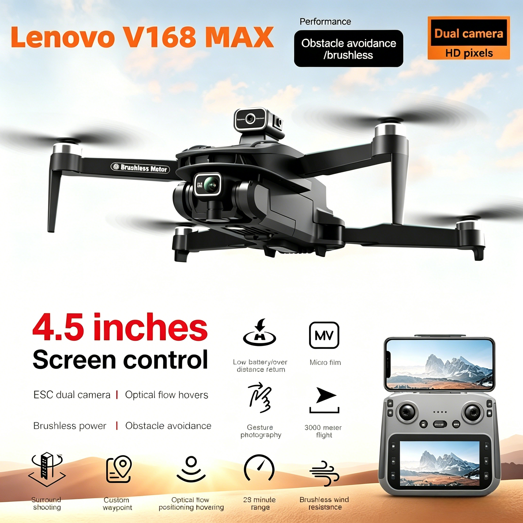 Lenovo V168 MAX GPS Drone 4K P - Drone Rc Folding reseña y precio