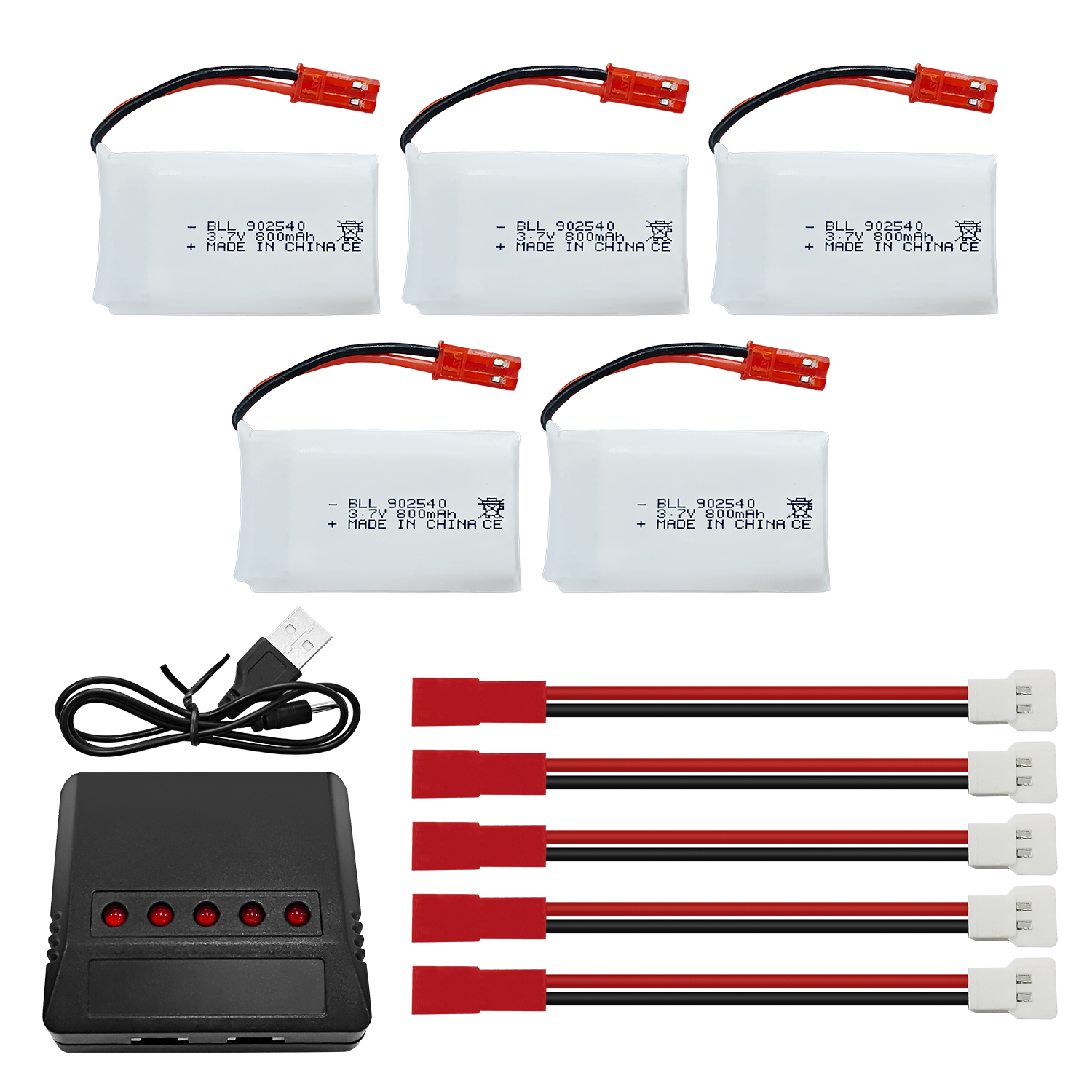 5PCS 3.7V 800mAh 30C Lipo Batt - Drone Mjx Rc reseña y precio