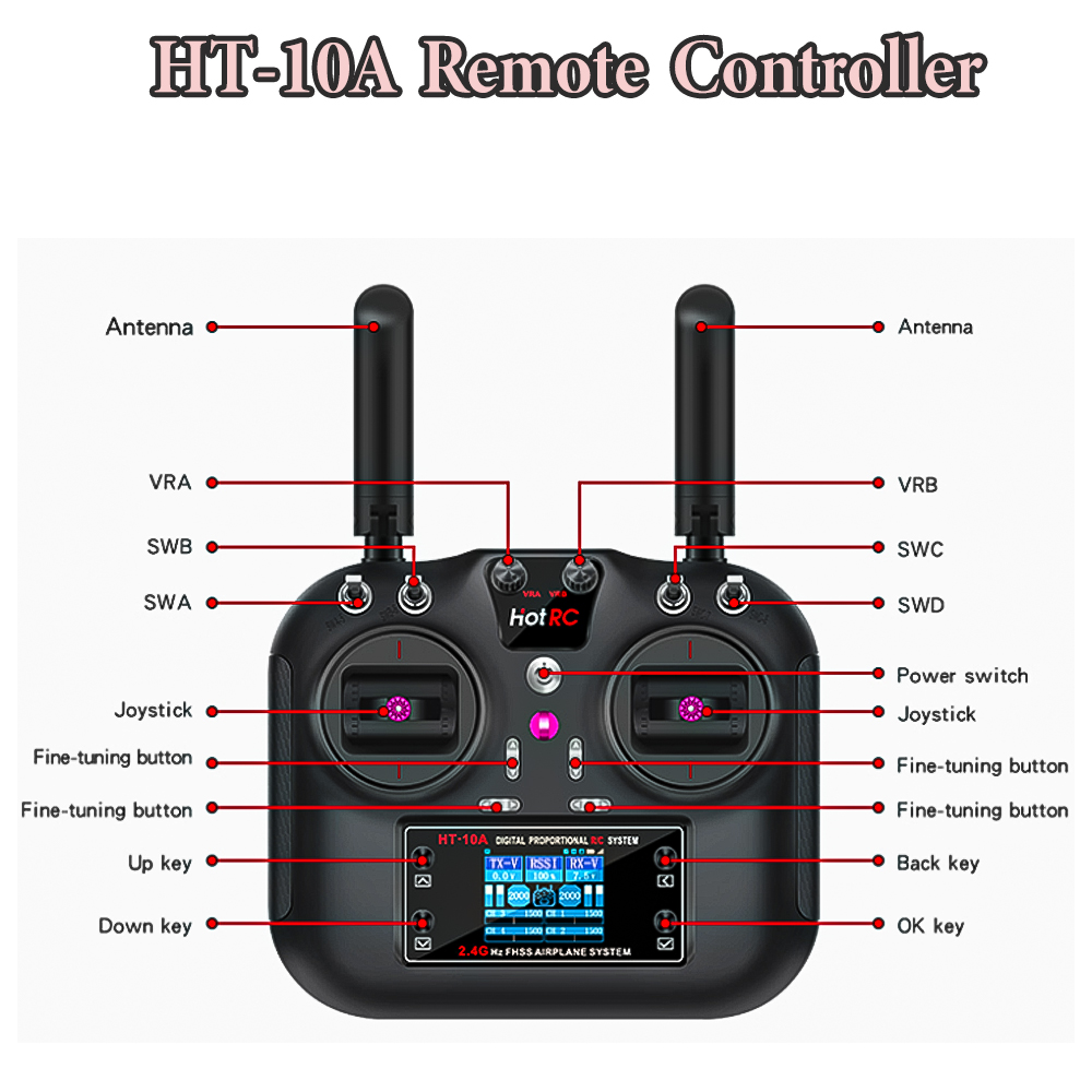 Hotrc HT-10A 2.4G 10CH Transmi - Drone Rc Receiver And Transmitter reseña y precio