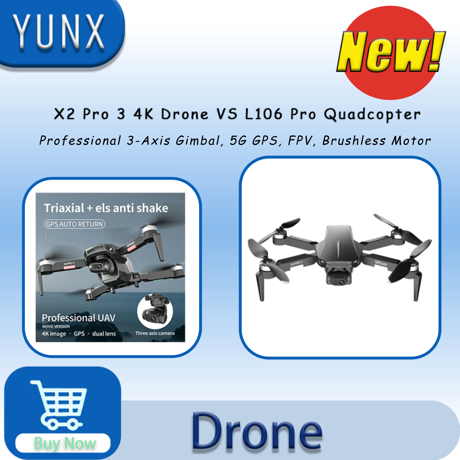 YUNX X2 Pro 3 RC Drone VS L106 - Drone Vs Rc Helicopter reseña y precio