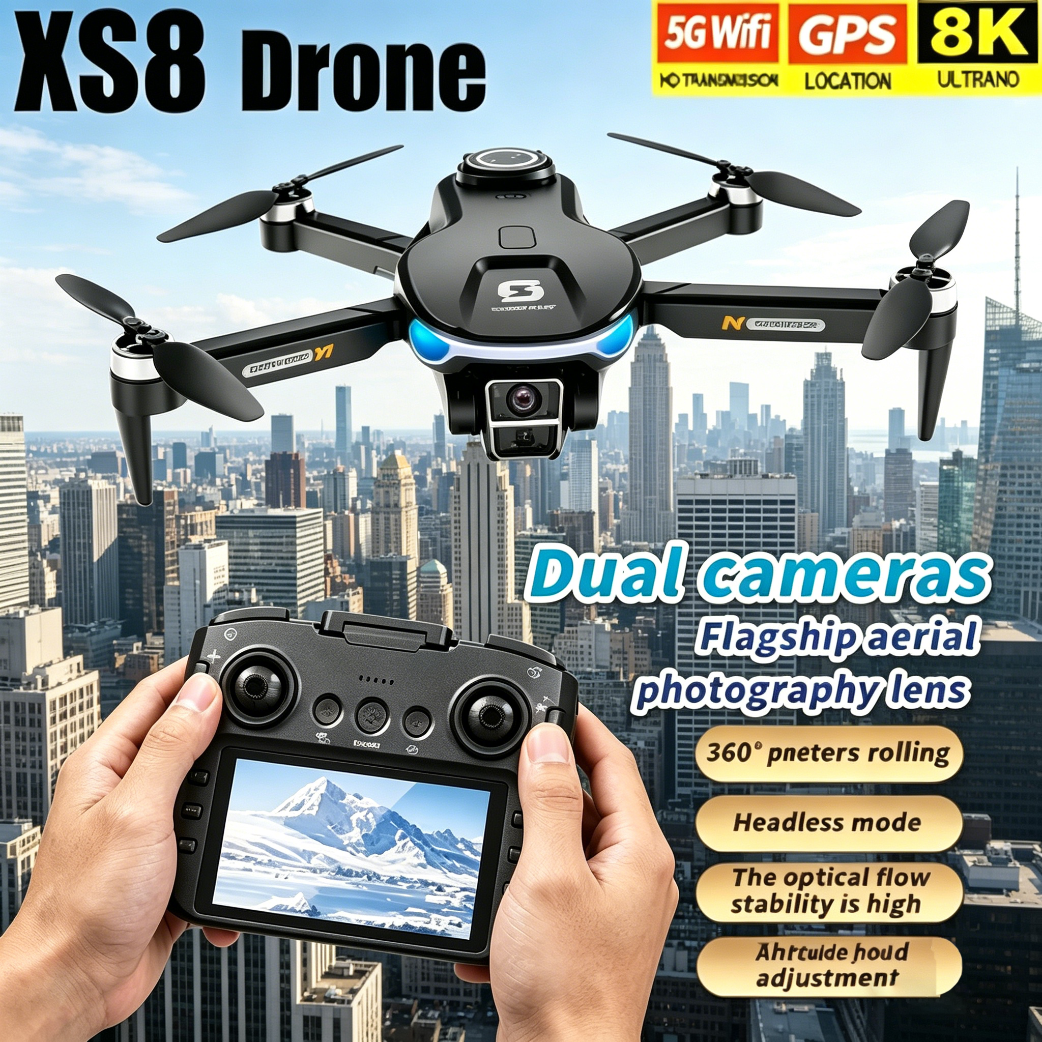 HD 8K Professional GPS Drone w - Drone Gps Rc Tt36 reseña y precio